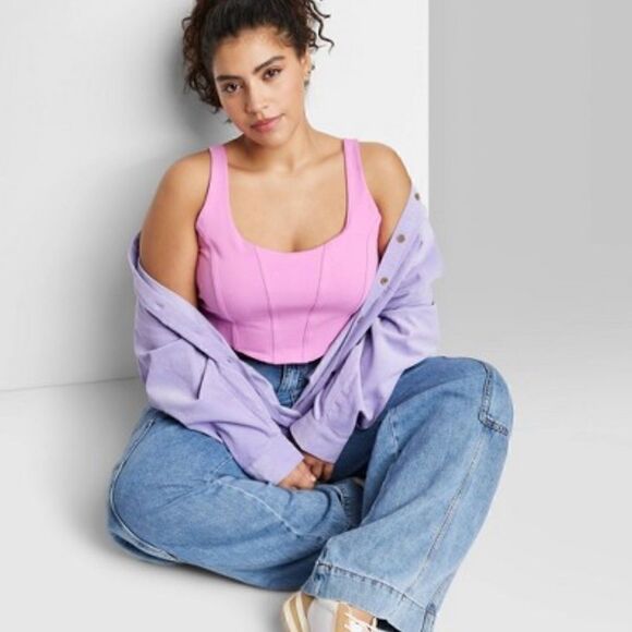 Wild Fable Women's Seamed Corset Tank Top NWT Magenta Pink Size XXL - Picture 2 of 5